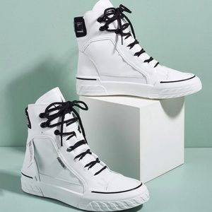 High top sneaker lace up front